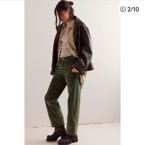 NWT We The Free Risk Taker Straight Leg Cord Jeans, Green Size 27